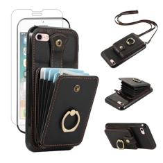 Capa de celular para iPhone 7/8/SE 2020/2022, capa carteira com protetor de tela, alça transversal, anel com suporte RFID para cartão de crédito, iPhone7, iPhone8, 7s, 8s, SE2020, SE2022, geração,