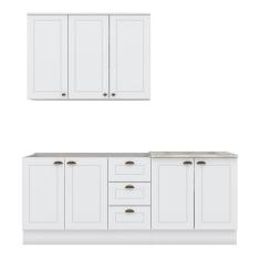 Cozinha Completa Americana 3 Peças Com Aéreo 3 Portas Branco - Móveis Henn Branco