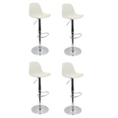 Conjunto 4 Banquetas Joly Eames Base Giratória Branco