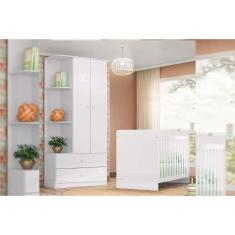 Quarto Infantil Completo Labirinto 2 Peças (1 Guarda Roupa + 1 Berço) Qi97 Branco - Henn