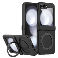 MALEWOLF Capa magnética para Samsung Galaxy Z Flip 5 compatível com Magsafe, suporte integrado e proteção de dobradiça de TPU Flip 5, capa fosca de policarbonato ultra à prova de choque para Z Flip5