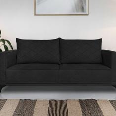 Sofá Eliot 2 Lugares 160 Cm Linho Boucle Preto