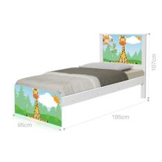 Cama Solteiro Adesivada Safari Girafa com Colchão - CasaH