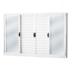 Janela Veneziana Aço 6 Folhas Mgm Minas Sul 100cmx120cm Vidro Liso Incolor Branco