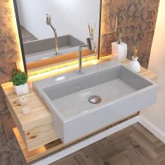 Kit Cuba Xrt55 Com Torneira Pratika 1060 e Válvula Click 1 1/2 Com Sifão Cromado e Flexível Cinza