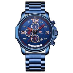 Relógio Militar Esporte MINIFOCUS MF 0229 À Prova D' Água Aço Inoxidável (Azul)