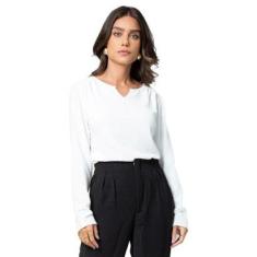 Blusa Feminina Rovitex Manga Longa Off White-Feminino