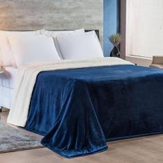 Cobertor King Alaska Dupla Face Sherpa-mantinha - Marinho