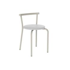 Kit 2 Banquetas Sala Jantar 105 2 Un Prata - Assento Courano Branco - Carraro