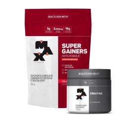 Combo Hipercalórico Super Gairneis Refil 3kg e Creatina Monoidratada 150g - Max Titanium-Unissex