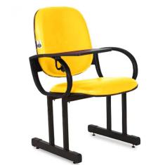 01 Cadeira Para Auditório Com Prancheta Linha Dallas Auditório Amarelo