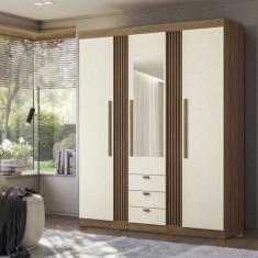 Guarda-roupa Aurora 03 Portas com Espelho e Pés - Santos Andirá