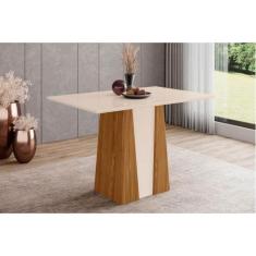 Mesa de Sala Jantar Orus + Tampo Madeirado 120x80cm Nature/Off White -