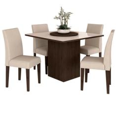 Conjunto Sala De Jantar 4 Cadeiras C/vidro Paraty - A Móveis Arapongas