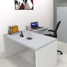 Mesa Reta Natus 40mm 90 Cm 60 Cm Bramov Móveis Branco/cinza Cristal