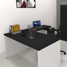 Mesa Reta Natus 40mm 90 Cm 60 Cm Bramov Móveis Branco/preto