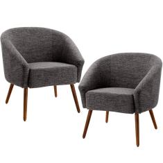 Kit 02 Poltronas Decorativas Sala de Estar Pés Palito Alicia Rústico Gran Belo