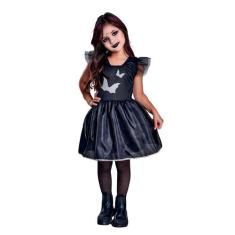 Vestido Halloween Infantil Fantasia de Bruxinha Morcego - Fantasias Ca