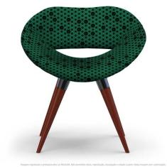 Cadeira Beijo Colmeia Preto E Verde Poltrona Decorativa Com Base Fixa