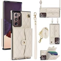 Capa carteira para Samsung Galaxy Note 20 Ultra com 4 pontos de cartão, capa de couro transversal com bloqueio de RFID, capa de telefone com suporte de fivela magnética, alça de pulso à prova de