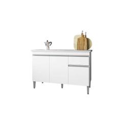 Balcão Gabinete Para Cozinha Tatiane 120cm 3 Portas 1 Gaveta - AJL Móv