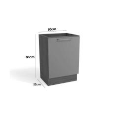 Balcão De Cozinha Botanic M629 1 Porta 60cm C- Tampo - Kappesberg Nogueira-fendi-preto - Kappesberg