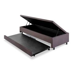 Bicama Com Baú Solteiro 96x203 Cm Suede Cinza