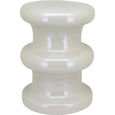 Banqueta Banco Decorativo Jardim Gardem Cerâmica 45x33x33cm Creme