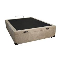 Cama Box Baú Casal Suede Bege Com Pistão A Gás