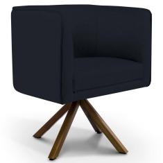 Poltrona Decorativa Giratória Base Giromad Madeira Betina C-05 Corano Preto - Domi