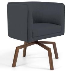 Poltrona Decorativa Giratória Base Ka Madeira Betina C-317 Veludo Cinza - Domi