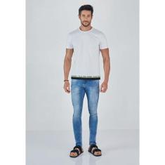 Calça Jeans Lado Avesso Skinny Azul Claro Tam. 40-Masculino
