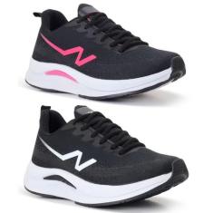 Kit Combo 2 Pares Tênis Nippos Feminino Caminhada Academia - NIPPOS, P