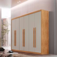 Guarda Roupa Casal Heros 6 Portas 2 Gavetas MDF Naturalle-Off White Moderna Mobilia