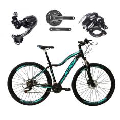 Bicicleta Aro 29 Ksw Mwza Feminina Alumínio Câmbio Traseiro Shimano Deore e Altus 27v Freio Hidráulico Garfo Com Trava - Preto/Azul