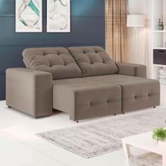 Sofá 3 Lugares Linoforte Bonno com 200 cm de Largura, Retrátil e Reclinável, Revestido em Tecido Suede