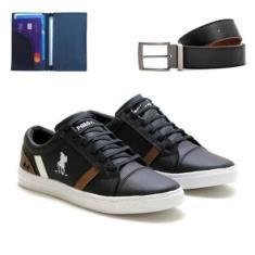 Tênis Sapatênis Masculino De Amarrar Com Carteira E Cinto 08-Masculino