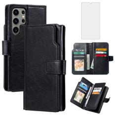 Asuwish Capa de telefone para Samsung Galaxy S24 Ultra 5G Capa carteira com protetor de tela de vidro temperado flip porta-cartão de crédito com suporte bolsa Folio TPU Cell S24Ultra 24S S 24 24Ultra