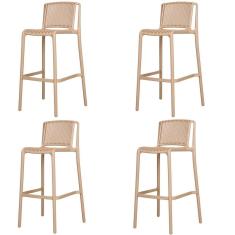 Kit 4 Banquetas Floripa Fratini 100 Cm (altura) Em Poliuretano (pu) Cor Fendi