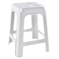 Banqueta Banco Plástico Resistente Branco Empilhável 46CM - Arqplast