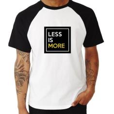 Camiseta Raglan Less is More - Foca na Moda, Branco, Preto, G