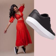 Tenis Feminino preto Sapato Casual Feminino Anti-Derrapante. Modelo Ca