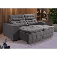 Sofá Retratil Reclinável Pillow 1,90 Veludo Grafite Cinza