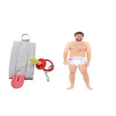 Fantasia Kit Bebezao Fraldão alfinete e chupeta- Adulto