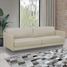 Sofá Decorativo Anthony 4 Lugares Sala De Estar 270cm Pés Em Aço Couro Bege