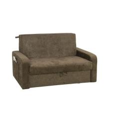 Sofá Cama com Baú Daiane - Marrom escuro suede