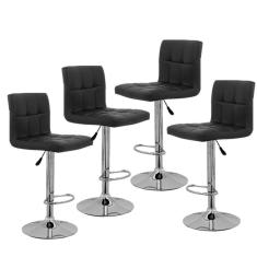 Conjunto Com 4 Banquetas Acionadas Gomos Confot Giratoria Preta