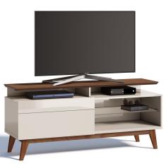 Rack Classic 146cm 1 Gaveta Prateleira OffWhite Freijó Imcal