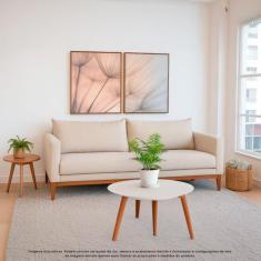 Sofá 3 Lugares 2m Pés Fixo Living Classic Bouclê Madeira Maciça Almofa