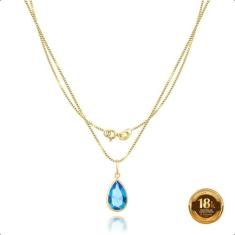 Cordão Feminino Veneziana Ouro 18k Gota De Zircônia    - Sofistgold, Á